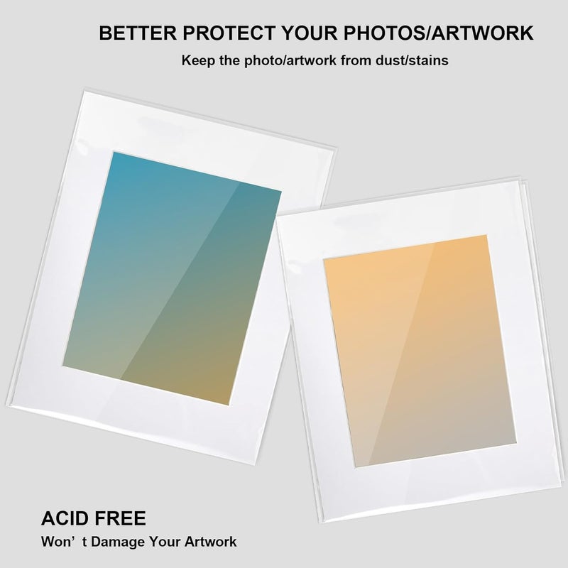Phiocxem 100 Pack Acid-Free Crystal Clear Sleeves Storage Bags for 11x14 Art Prints/Framing Mat Mattes/Photos/Pictures,11 1/4” X 14 3/8” OPP Plastic Bag (Bag Size: 11 1/4” X 14 3/8”) - Image 3